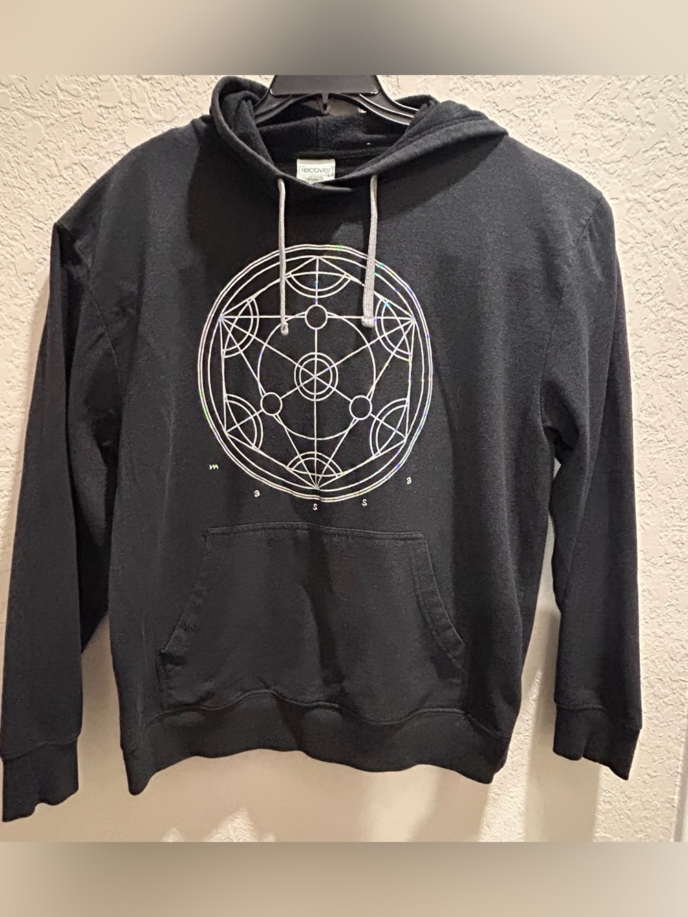 Sacred Geometry & Alchemy Dark Gray Hoodie By Recover-Holographic Print-LARGE